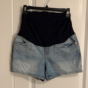 Maternity Panel Light Wash Denim Shorts